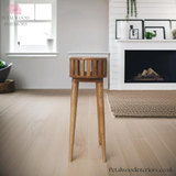Solid Wood Console Table - Japanese Design - 70cm Wide - Open Shelf Storage- Side 1