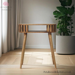 Solid Wood Console Table - Japanese Design - 70cm Wide - Open Shelf Storage- Front