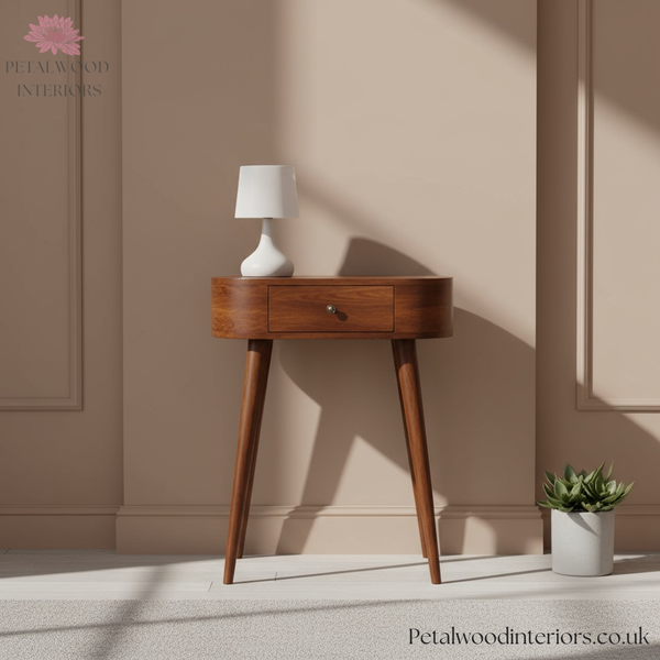 Solid Wood Console Table with Drawer - Space Saving Hallway Table - Slim Design - Timeless Design - Petalwood Interiors - Front