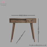 Solid Wood Desk - Single Drawer With Open Section | Classic Design - Petalwood Interiors