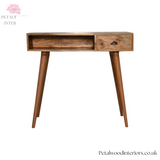 Solid Wood Desk - Single Drawer With Open Section | Classic Design - Petalwood Interiors