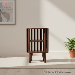 Solid Wood Double Shelf Bedside Table - Japanese Design - 55cm H- Timesless Desingn - Petalwood Interiors - Front