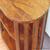 Solid Wood Double Shelf Bedside Table - Japanese Design - 55cm H-3