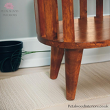 Solid Wood Double Shelf Bedside Table - Japanese Design - 55cm H-4