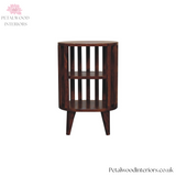 Solid Wood Double Shelf Bedside Table - Japanese Design - 55cm H- Front 1