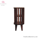 Solid Wood Double Shelf Bedside Table - Japanese Design - 55cm H-Side 2