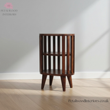 Solid Wood Double Shelf Bedside Table - Japanese Design - 55cm H- Timesless Desingn - Petalwood Interiors - Side