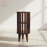 Solid Wood Double Shelf Bedside Table - Japanese Design - 55cm H- Timesless Desingn - Petalwood Interiors - Side