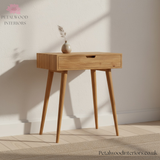 Solid Wood Dressing Table - Foldable Mirror - Drawer & Storage Compartments - Bedroom Furniture - Timeless Design - Petalwood Interiors - Side