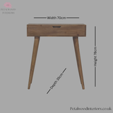 Solid Wood Dressing Table - Foldable Mirror - Drawer & Storage Compartments - Bedroom Furniture - Timeless Design - Petalwood Interiors - Front