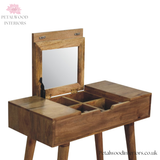 Solid Wood Dressing Table - Foldable Mirror - Drawer & Storage Compartments - Bedroom Furniture - Timeless Design - Petalwood Interiors