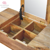 Solid Wood Dressing Table - Foldable Mirror - Drawer & Storage Compartments - Bedroom Furniture - Timeless Design - Petalwood Interiors