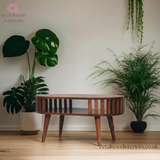 Solid Wood Japandi Coffee Table - 80cm W-Side