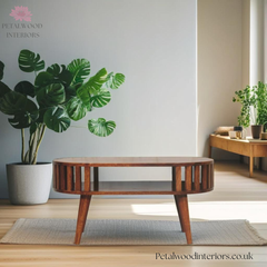 Solid Wood Japandi Coffee Table - 80cm W- Front