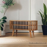Solid Wood TV Stand - Japanese Design - 88cm Wide- Side