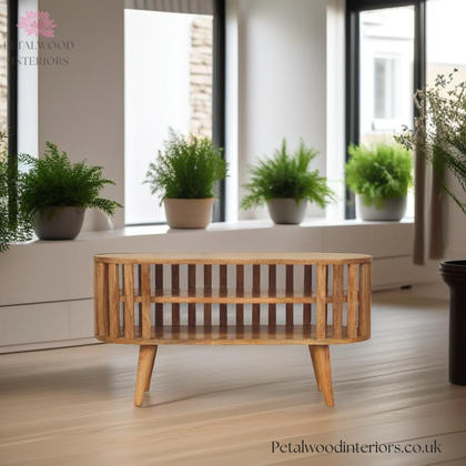 Solid Wood TV Stand - Japanese Design - 88cm Wide- Front