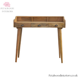 Solid Wood Writing Desk - 3 Drawers & Contained Top Storage - Classic Design - Timeless Design - Petalwood Interiors - Front 1