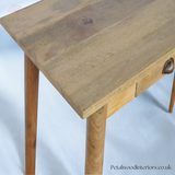 Solid Wood - Writing Desk Table - Vintage Shell Handles And Two Drawers | Timeless Design - Petalwood Interiors