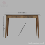 Solid Wood - Writing Desk Table - Vintage Shell Handles And Two Drawers | Timeless Design - Petalwood Interiors