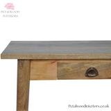 Solid Wood - Writing Desk Table - Vintage Shell Handles And Two Drawers | Timeless Design - Petalwood Interiors