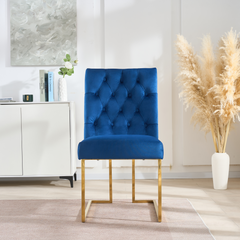 Velvet Dining Chair - Siena Tufted Back & Gold-Tone Legs