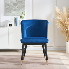 Velvet Dining Chair - Sofina Tufted Back & Gold-Tipped Wooden Legs