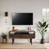 Solid Mango Wood TV Stand - Franklin Dark 2-Drawer Storage - 90cm