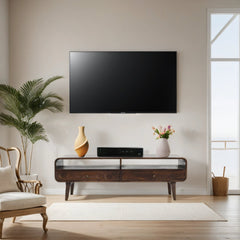 Mango Wood TV Stand - Franklin Dark 2-Drawer Media Storage - 140cm