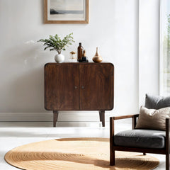 Mango Wood Sideboard - Franklin Dark 2-Door Storage - 85cm