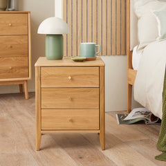Oak Bedside Table - 3 Drawers - 40cm Wide