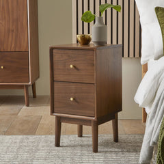 Walnut Bedside Table - Wright - 30cm Wide