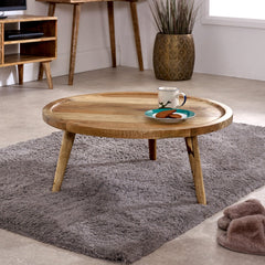 Mango Wood Coffee Table - Marlow Handmade Round Low Design - 70cm