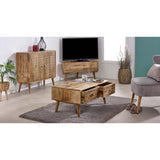 Corner TV Stand Light Mango Wood 90cm Marlow