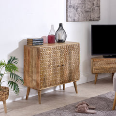 Mango Wood Sideboard - Marlow Light 2-Door Storage - 85cm