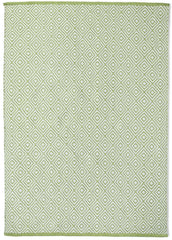 Green Diamond Hand-Woven Rug - Recycled Fibre Flatweave