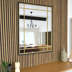 Aimi - Black And Gold Metal Rectangle Window Mirror - 95cm X 120cm