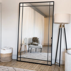 Aimi Full Length Rectangle Window Mirror - Black Metal - 180cm x 105cm