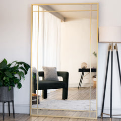 Aimi Full Length Rectangle Window Mirror - Gold Metal - 180cm x 105cm