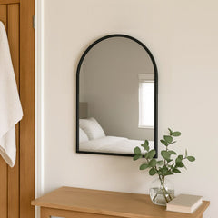 Akiko Black Metal Arched Wall Mirror - 70cm x 50cm