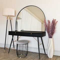 Akiko Black Metal Arched Wall Mirror - 95cm x 120cm