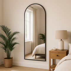Akiko Full Length Black Metal Arched Mirror - 160cm x 60cm