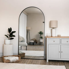 Akiko Full Length Black Metal Arched Mirror - 180cm x 90cm