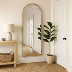 Akiko Full Length Gold Metal Arched Mirror - 160cm x 60cm