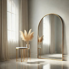 Akiko Full Length Arched Wall Mirror - Gold - 180cm x 90cm