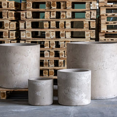 Aurella Truffle 85cm Concrete Cylinder Planter - 365L Round Plant Pot - XXL