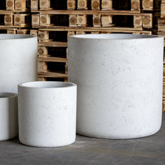 Aurella White Mist 100cm Concrete Cylinder Planter - 621L Round Plant Pot - XXL