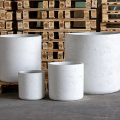 Aurella White Mist 85cm Concrete Cylinder Planter - 365L Round Plant Pot - XX Large