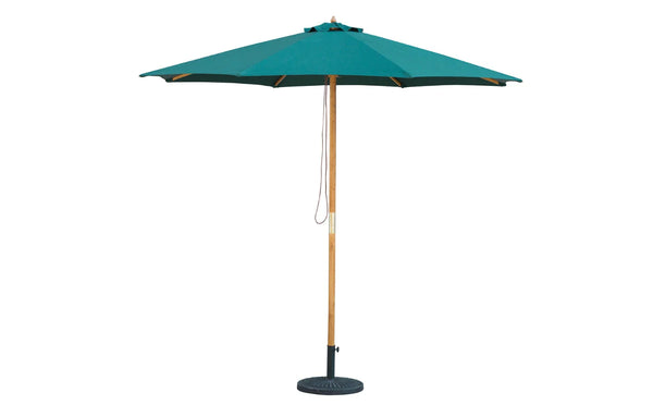 Hunter Green Wooden Garden Parasol - Bali 2.85m UV-Resistant Tilt Canopy