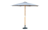 Grey Wooden Garden Parasol - Bali 2.85m UV-Resistant Tilt Canopy