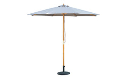Grey Wooden Garden Parasol - Bali 2.85m UV-Resistant Tilt Canopy